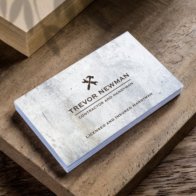 Cartão De Visita Grunge Handyman Carpenter Tools Concreto (Criador carregado)