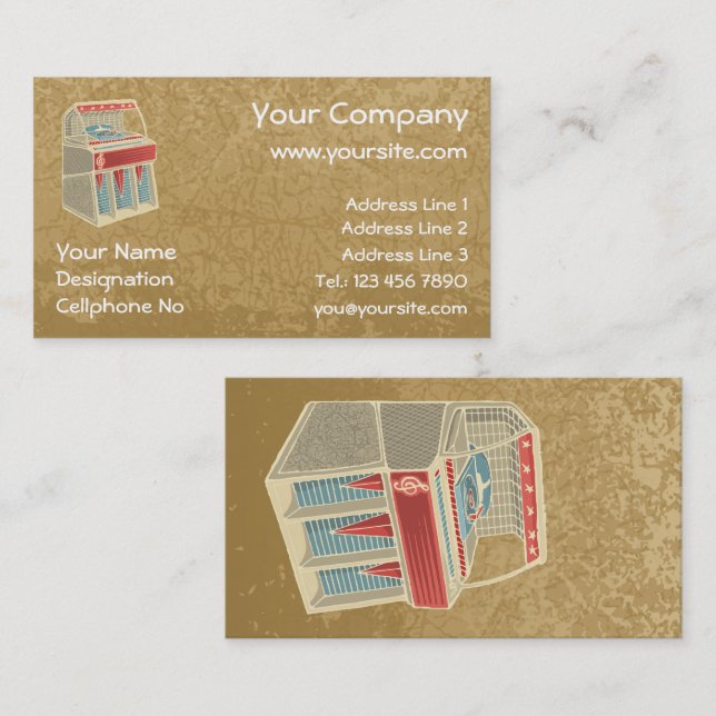 Cartão De Visita Grunge Jukebox (Frente/Verso)