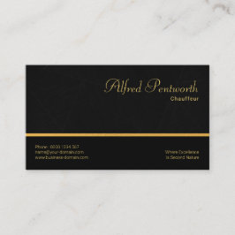 Cartão De Visita Grunge-Preto - Simples Chauffeur de Linha Dourada