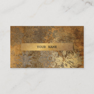 Cartão De Visita Grungy Ouro Vintage Ornament Floral Vip