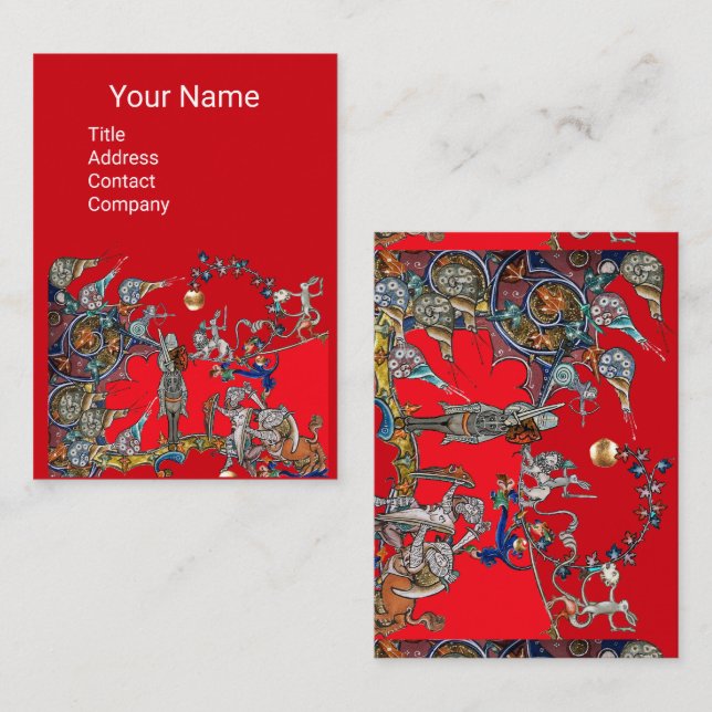 CARTÃO DE VISITA GUERRA BESTIÁRIA MEDIEVAL, NOITES,ESQUINOS VERMELH (Frente/Verso)