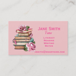 Cartão De Visita Guia de alfabetização freelance ou livros cor-de-r