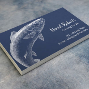 Cartão De Visita Guia de Pesca Profissional Marinho Azul