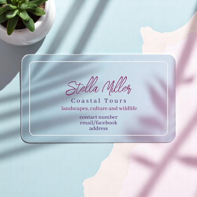 Cartão De Visita Guia de Turismo Elegante para Tours Costeiros (Criador carregado)