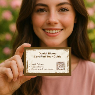 Cartão De Visita Guia de Viagem Tom Terra Selvagem Boho Pampas Bege