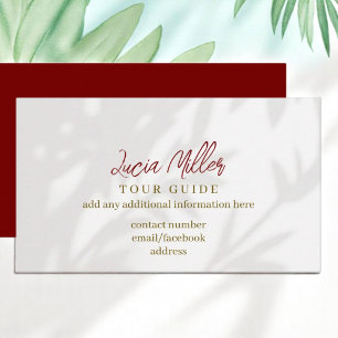 Cartão De Visita Guia Turnê Sombras de folhas de cinza pálidas