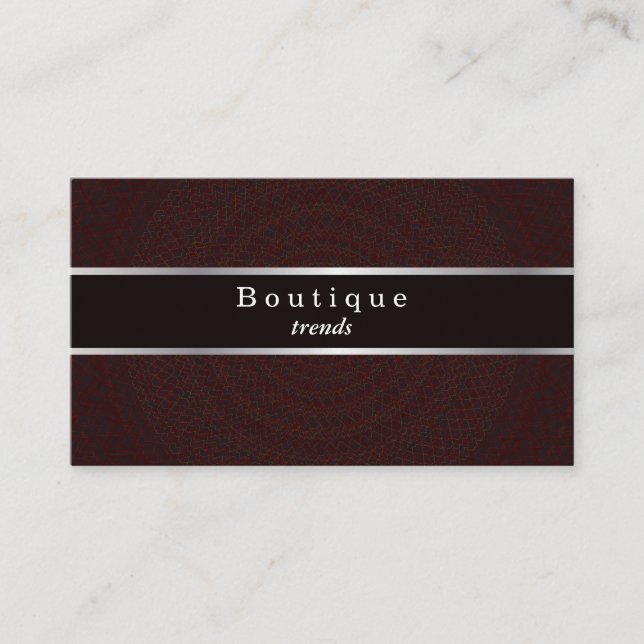 Cartão De Visita Guilloche, Padrão Preto e Prata (Frente)