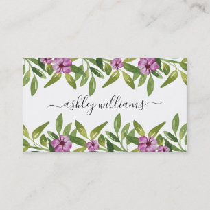 Cartão De Visita Guirlanda de aquarela com caligrafia floral manusc