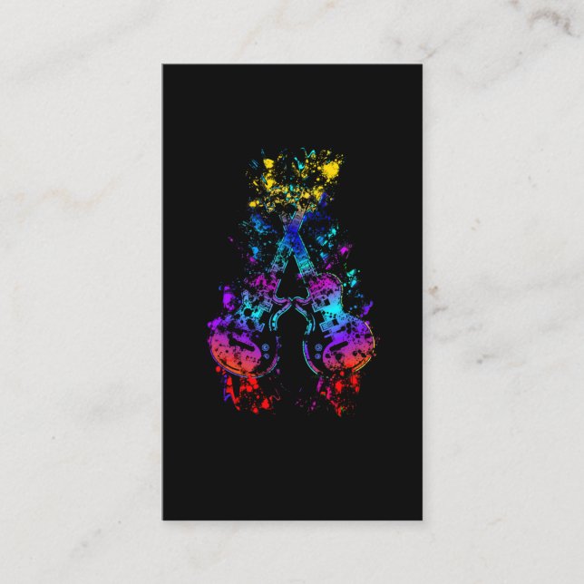 Cartão De Visita Guitar Retro Rock and Roll Music Guitarist (Frente)