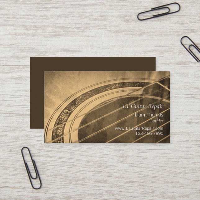 Cartão De Visita Guitarra acústica de artesão de Luthier Personaliz (Frente/Verso In Situ)