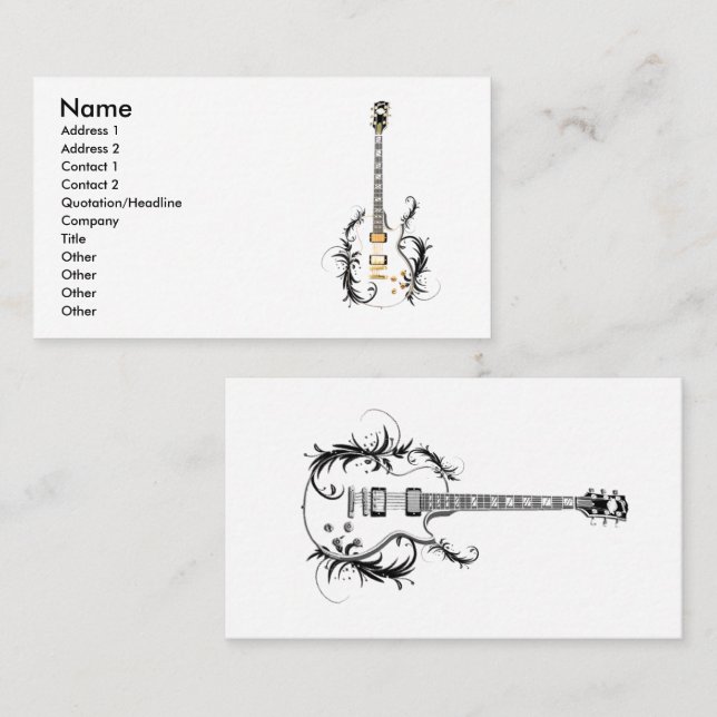 Cartão De Visita Guitarra da flor (Frente/Verso)