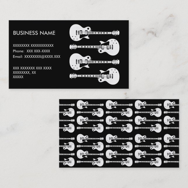 Cartão De Visita Guitarras Elétricas em Branco (Frente/Verso)