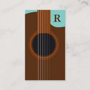 Cartão De Visita Guitarrista Violão Monograma Marrom