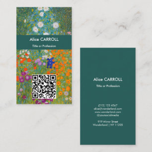 Cartão De Visita Gustav Klimt - Jardim de Flores - Código QR