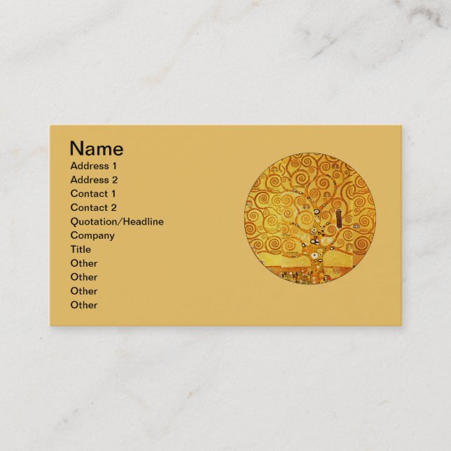 Cartão De Visita Gustav Klimt Tree of Life: Art Nouveau Symbolista (Frente)