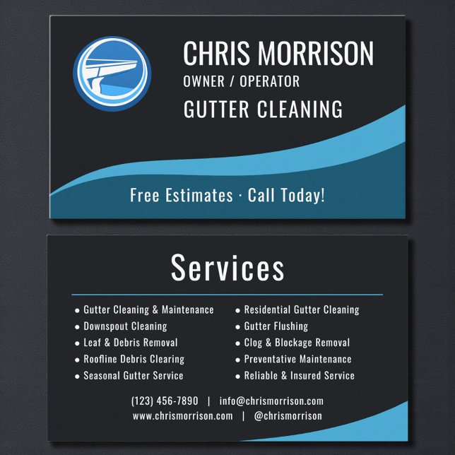 Cartão De Visita Gutter Cleaning Service  (Criador carregado)