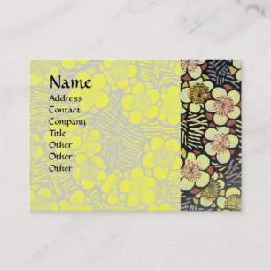 CARTÃO DE VISITA HAIKU / PRETO BRANCO AMARELO FLORES DE PRIMAVERA