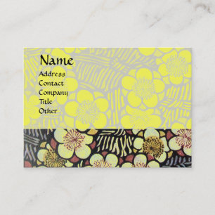 CARTÃO DE VISITA HAIKU / PRETO BRANCO AMARELO FLORES DE PRIMAVERA