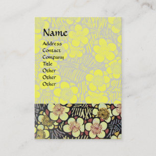 CARTÃO DE VISITA HAIKU / PRETO BRANCO AMARELO FLORES DE PRIMAVERA