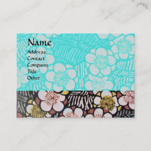 CARTÃO DE VISITA HAIKU / PRETO BRANCO AZUL TURQUESA FLORES DE PRIMA