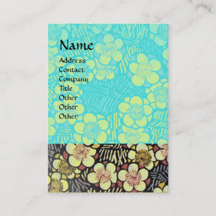 CARTÃO DE VISITA HAIKU / PRETO BRANCO AZUL TURQUESA FLORES DE PRIMA