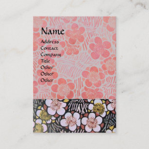 CARTÃO DE VISITA HAIKU / PRETO BRANCO CINZA ROSA FLORES DE PRIMAVER