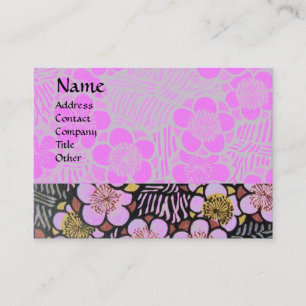 CARTÃO DE VISITA HAIKU / PRETO BRANCO CINZA ROSA FLORES DE PRIMAVER