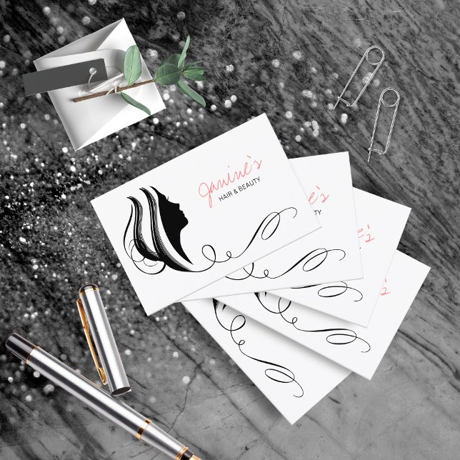 Cartão De Visita Hair & Beauty Silhouette Black ID873 (Criador carregado)