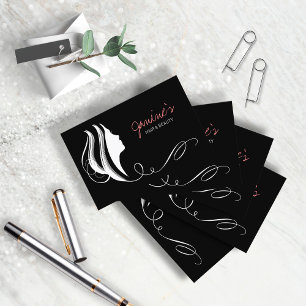 Cartão De Visita Hair & Beauty Silhouette White ID873