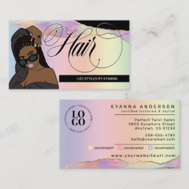 Cartão De Visita Hair Salon, Braid Stylist, Loctician Rainbow Glam 