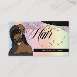 Cartão De Visita Hair Salon, Braid Stylist, Loctician Rainbow Glam 