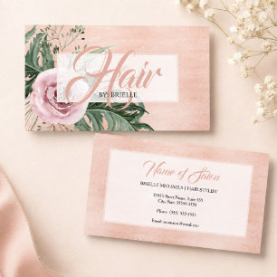 Cartão De Visita Hair Salon Elegante Rosa Rosa Glitz Tipografia