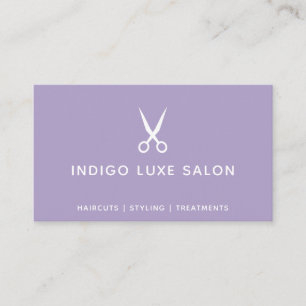 Cartão De Visita Hair Salon Hairstylist Tesoura Moderna Roxo