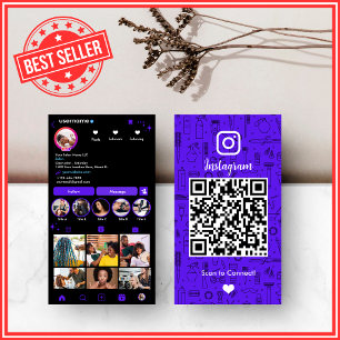 Cartão De Visita Hair Salon Instagram Violet   Código QR das mídias