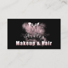 Cartão De Visita Hair Salon Makeup Artista Nomeação Rosa Spark