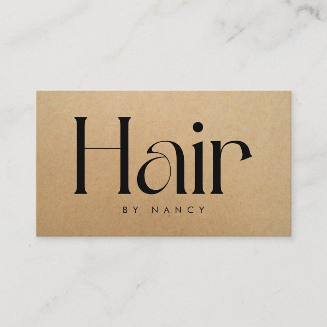 Cartão De Visita Hair Salon Rustic Kraft  Business Card (Frente)