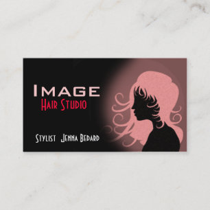 Cartão de Visita Hair Studio Vermelho Rosa Preto