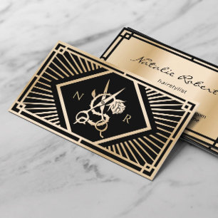 Cartão De Visita Hair Stylist Arte Moderna Deco Black & Dourado Sal
