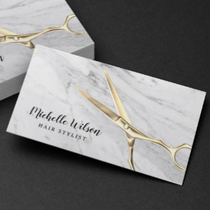 Cartão De Visita Hair Stylist Beauty Salon Trendy White Marble