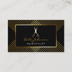 Cartão De Visita Hair Stylist BlackGold Glitter Saloon Professional