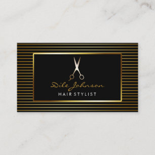 Cartão De Visita Hair Stylist BlackGold Glitter Saloon Professional