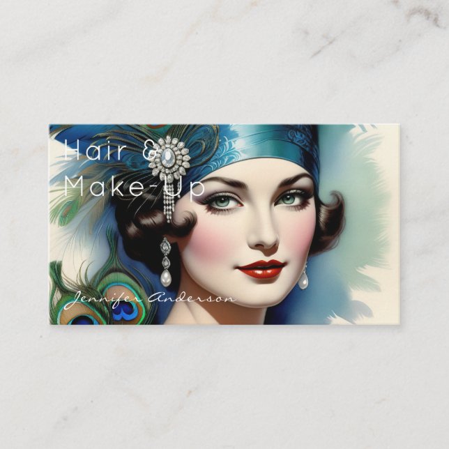 Cartão De Visita Hair Stylist Cosmetologista Formadora Mulher-Vinta (Frente)