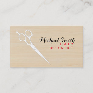 Cartão De Visita Hair Stylist Elegant Wood Grain Background #5