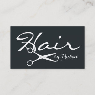 Cartão De Visita Hair Stylist Elegante Dark Gunmetal Background #2