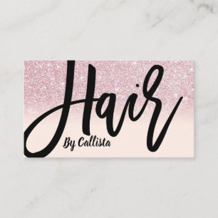 Cartão De Visita Hair Stylist Girly Pink Glitter Tipografia
