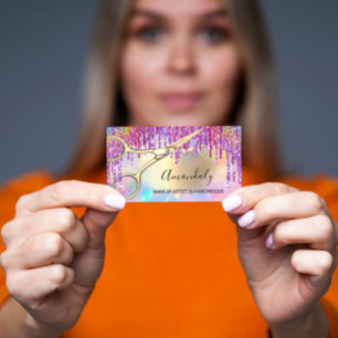 Cartão De Visita Hair Stylist Hairdresser Tesoura Dourada Holograph