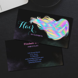 Cartão De Visita Hair Stylist Holographic Glitter Glow Beaut Salon