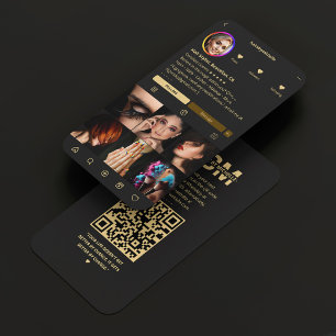 Cartão De Visita Hair Stylist Instagram Black Modern