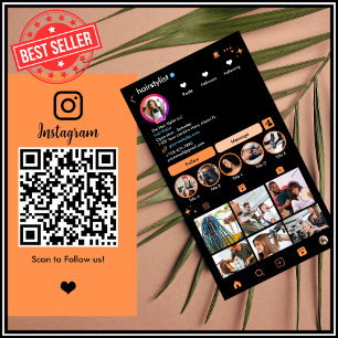 Cartão De Visita Hair Stylist Instagram Orange   Digitalizar para c