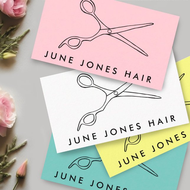 Cartão De Visita Hair Stylist Linhas Chic Line Desenhando PERSONALI (Hairdressers! Add your own info, change the text, font, colors of this customizable business card. )